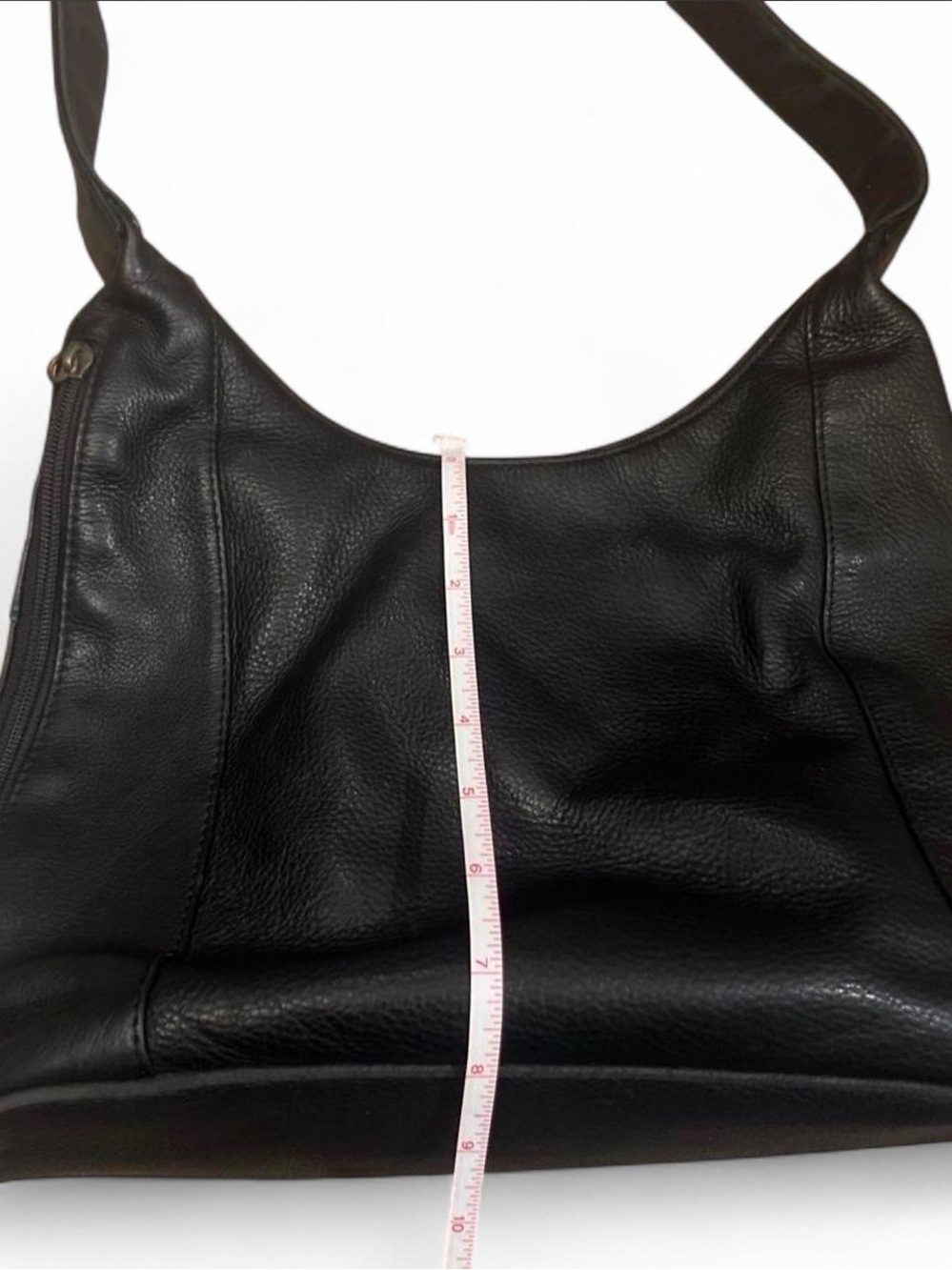 Classic Black Genuine Leather Hobo Slouchy Shoulder Bag Timeless Everyday Carry - Picture 8 of 8